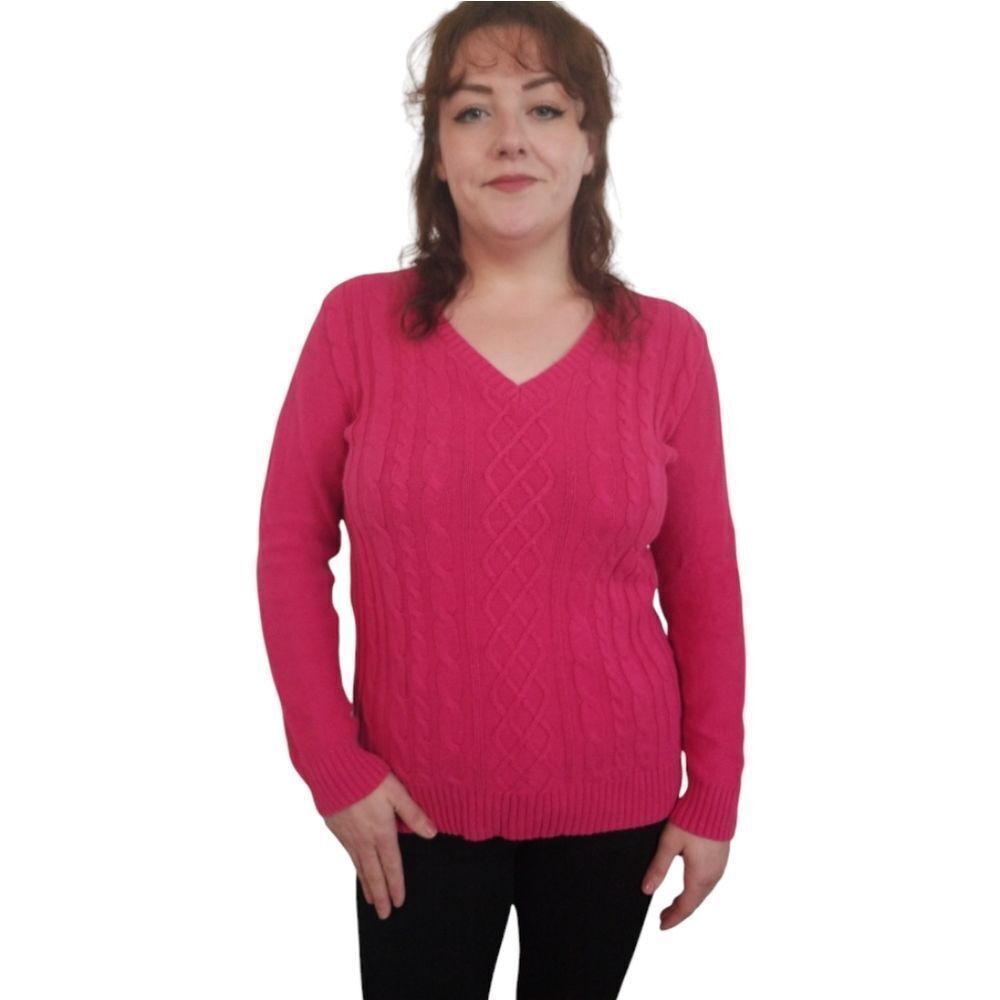 Karen Scott Sweater Pink Cable Knit Size Medium